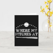 Grappig Waar Mijn Pitchs Zijn Softbal Pitcher Cade Kaart (Gele Bloem)