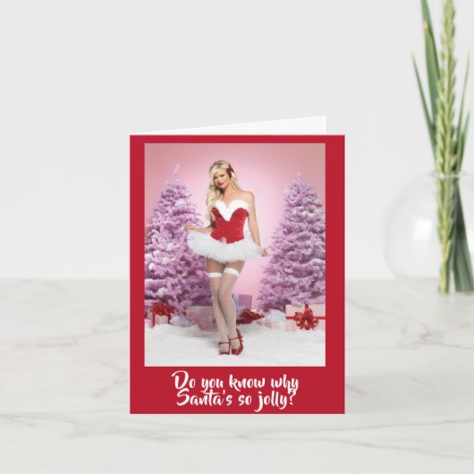 Grappig waarom de kerstman zo vrolijk is feestdagen kaart (Voorkant)