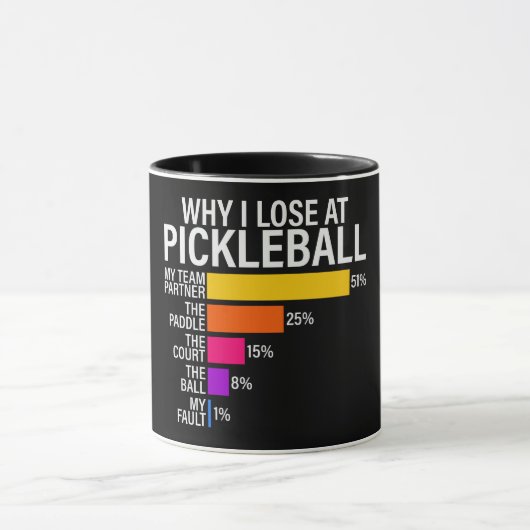 Grappig waarom ik verlies bij Pickleball Mok (Midden)