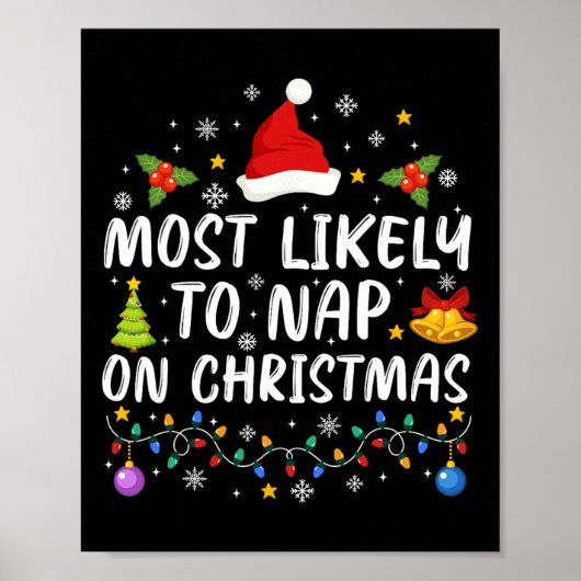 Grappig, waarschijnlijk om te dutten op Kerstmis F Poster (Voorkant)