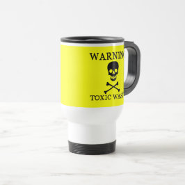 Grappig ★ WAARSCHUWING Giftig Afval ★ Eco Geel Reisbeker