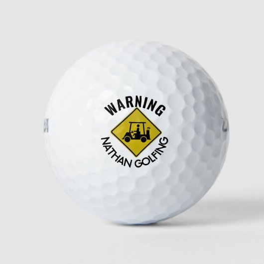 Grappig waarschuwingsteken Golf Winkelwagen gepers Golfballen (Voorkant)