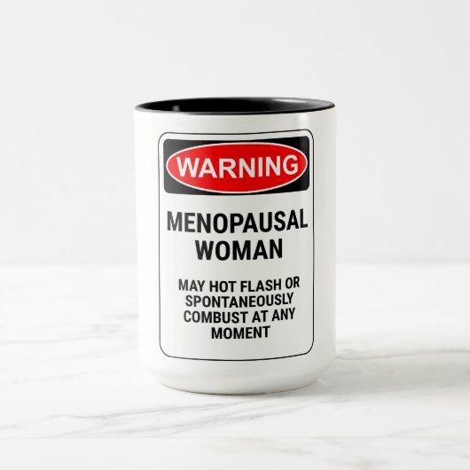 Grappig waarschuwingsteken/menopauzale vrouw mok (Midden)