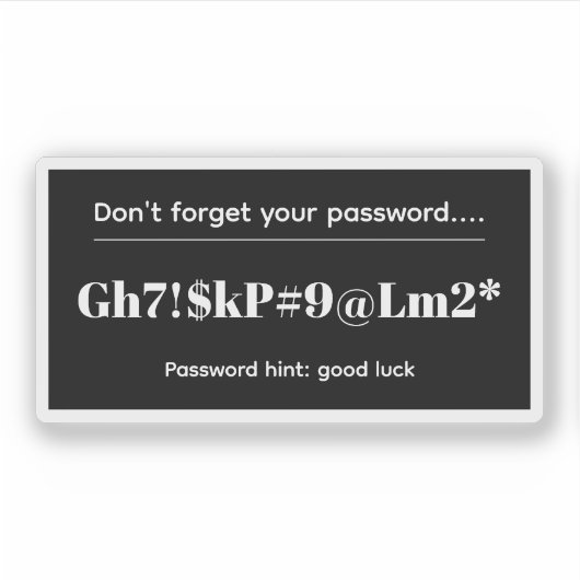 Grappig Wachtwoord Sticker (Voorkant)