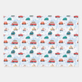 Grappig wagenpatroon met dieren inpakpapier vel (Voorkant 2)