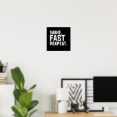 Grappig Wake Fast Herhaal Graphic Sarcastisch Poster (Thuiskantoor)