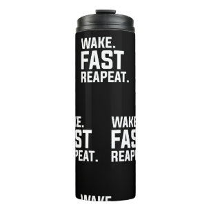 Grappig Wake Fast Herhaal Graphic Sarcastisch Thermosbeker