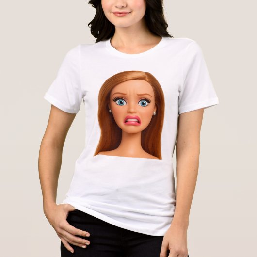Grappig Walgelijk Doll gezicht Meme Tri-Blend Shirt (Voorkant)
