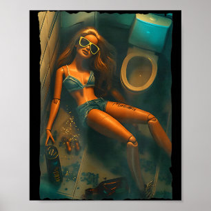 Grappig Walgelijk Poppengezicht Drinkende Meme Poster