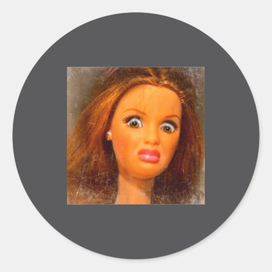 Grappig Walgelijk Poppengezicht Meme  Ronde Sticker (Voorkant)