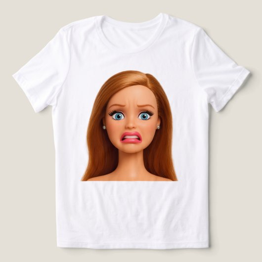 Grappig Walgelijk Poppengezicht Meme Tri-Blend Shirt (Design voorkant)