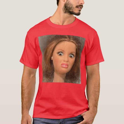Grappig walgelijk poppengezicht Meme vrienden T-shirt (Voorkant)
