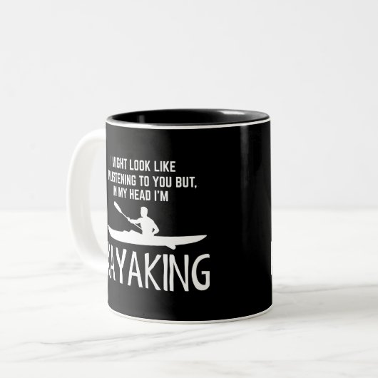 Grappig wandelen, het lijkt alsof ik luister tweekleurige koffiemok (Voorkant links)