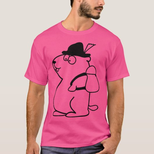 Grappig wandelen Marmot met Pet en rugzak T-shirt (Voorkant)