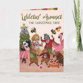 Grappig wandelen rond de kerstboom kaart (Voorkant)