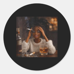 Grappig Wanhopige Poppengezicht Meme Roken Sarcasm Ronde Sticker