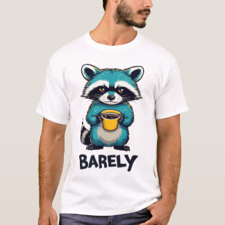 Grappig Wasbeer Coffee Typography T-Shirt - Naauwe