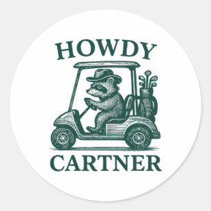 Grappig Wasbeer Golf voor mannen en vrouwen Golfer Ronde Sticker