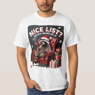 Grappig Wasbeer Kerstshirt Stoute Lijst Humor T-shirt