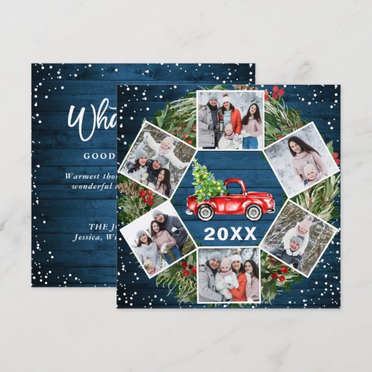 Grappig wat een jaar 2021 met Kerstmis Red Truck 6 Feestdagenkaart (Voorkant / Achterkant)