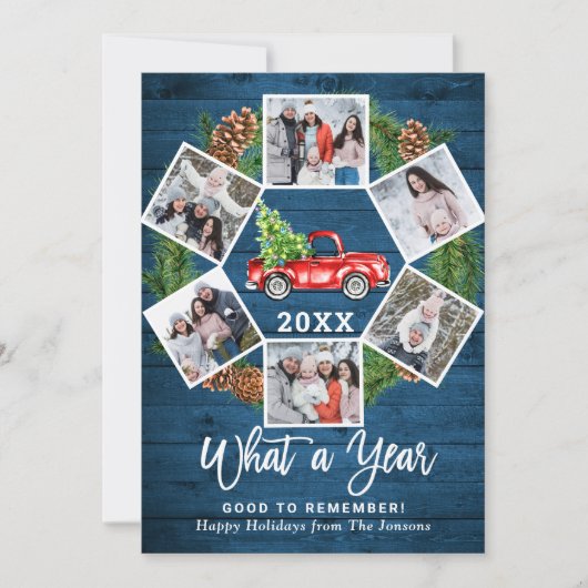 Grappig wat een jaar 2021 met Kerstmis Red Truck 6 Feestdagenkaart (Voorkant)