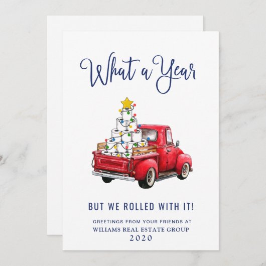 Grappig Wat een Jaar Kerst Bedrijf Feestdagenkaart (Voorkant / Achterkant)