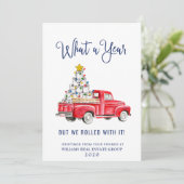 Grappig Wat een Jaar Kerst Bedrijf Feestdagenkaart (Staand voorkant)