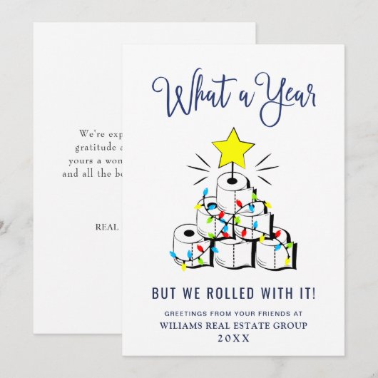 Grappig Wat een Jaar Kerst Bedrijf Feestdagenkaart (Voorkant / Achterkant)