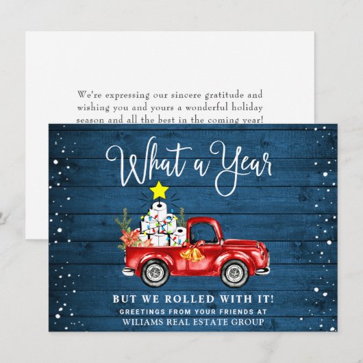 Grappig Wat een Jaar Kerst Bedrijfs- Feestdagenkaart (Voorkant / Achterkant)