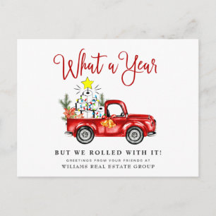 Grappig wat een jaar kerstbedrijf briefkaart