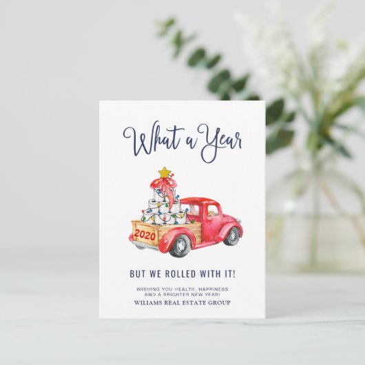 Grappig wat een jaar kerstbedrijf briefkaart (Staand voorkant)