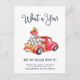 Grappig wat een jaar kerstbedrijf briefkaart