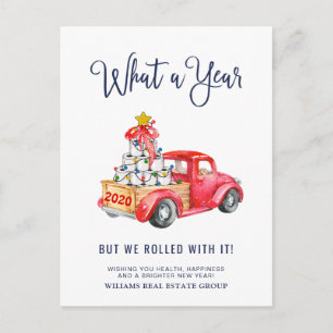 Grappig wat een jaar kerstbedrijf briefkaart