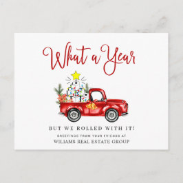 Grappig wat een jaar kerstbedrijf briefkaart