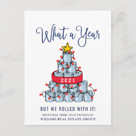 Grappig wat een jaar kerstbedrijf briefkaart