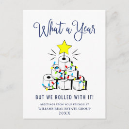 Grappig wat een jaar kerstbedrijf briefkaart