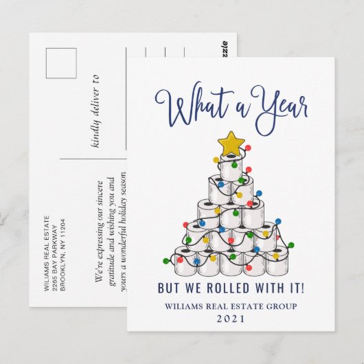 Grappig wat een jaar kerstbedrijf briefkaart (Voorkant / Achterkant)