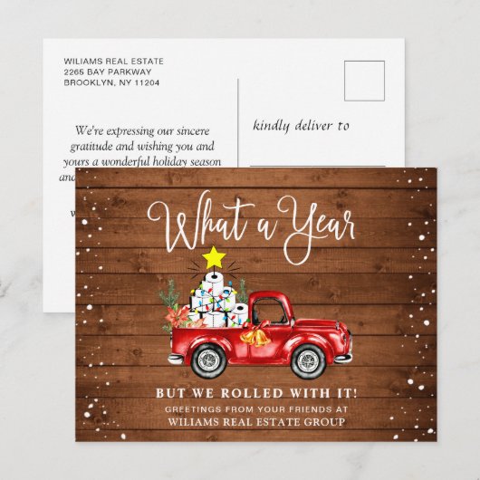 Grappig wat een jaar kerstbedrijf briefkaart (Voorkant / Achterkant)