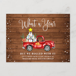 Grappig wat een jaar kerstbedrijf briefkaart