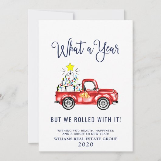 Grappig Wat een Jaar Kerstmis Bedrijfs- Feestdagenkaart (Voorkant)