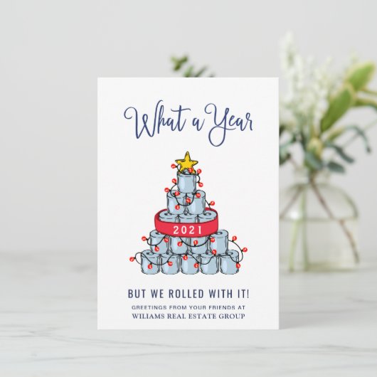 Grappig Wat een Jaar Kerstmis Bedrijfs- Feestdagenkaart (Staand voorkant)