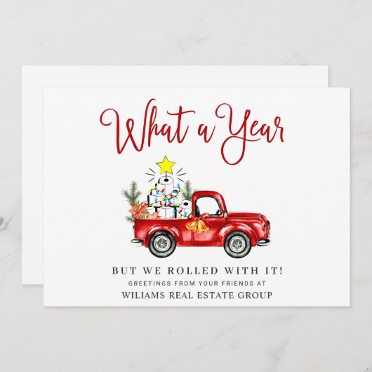 Grappig Wat een Jaar Kerstmis Bedrijfs- Feestdagenkaart (Voorkant / Achterkant)