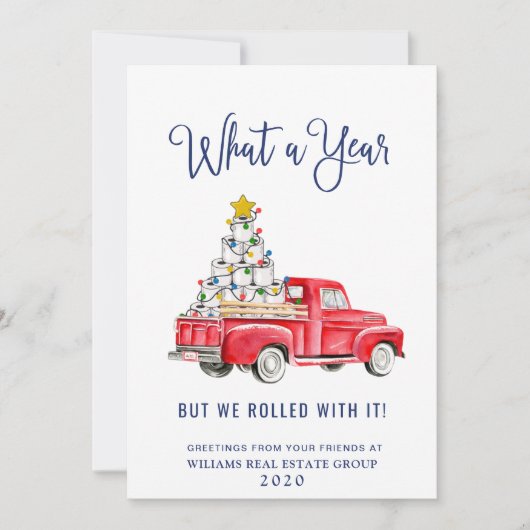 Grappig Wat een Jaar Kerstmis Zakelijk Feestdagenkaart (Voorkant)