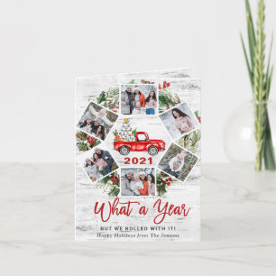 Grappig wat een jaar kerstrood vrachtwagen 6 PHOTO Feestdagen Kaart