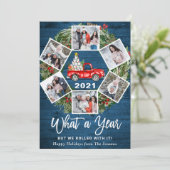 Grappig wat een jaar kerstrood vrachtwagen 6 PHOTO Feestdagenkaart (Staand voorkant)