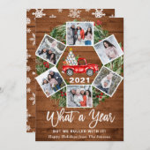 Grappig wat een jaar kerstrood vrachtwagen 6 PHOTO Feestdagenkaart (Voorkant / Achterkant)
