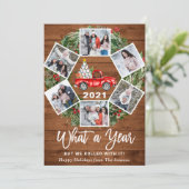 Grappig wat een jaar kerstrood vrachtwagen 6 PHOTO Feestdagenkaart (Staand voorkant)