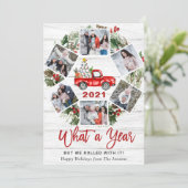 Grappig wat een jaar kerstrood vrachtwagen 6 PHOTO Feestdagenkaart (Staand voorkant)