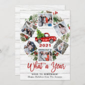 Grappig wat een jaar kerstrood vrachtwagen 6 PHOTO Feestdagenkaart (Voorkant / Achterkant)