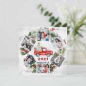Grappig wat een jaar kerstrood vrachtwagen 6 PHOTO Feestdagenkaart (Staand voorkant)